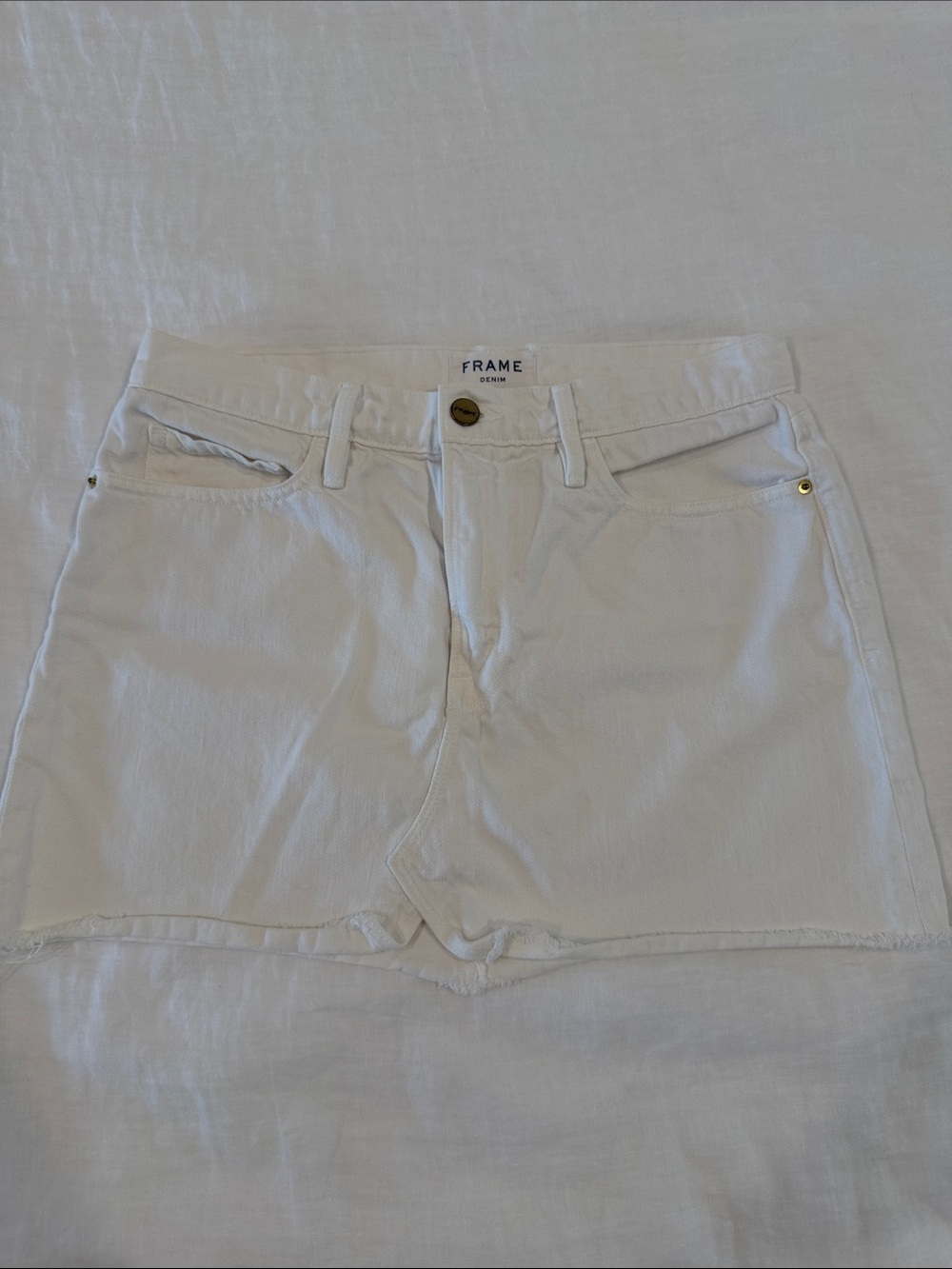FRAME White Cutoff Denim Skirt
